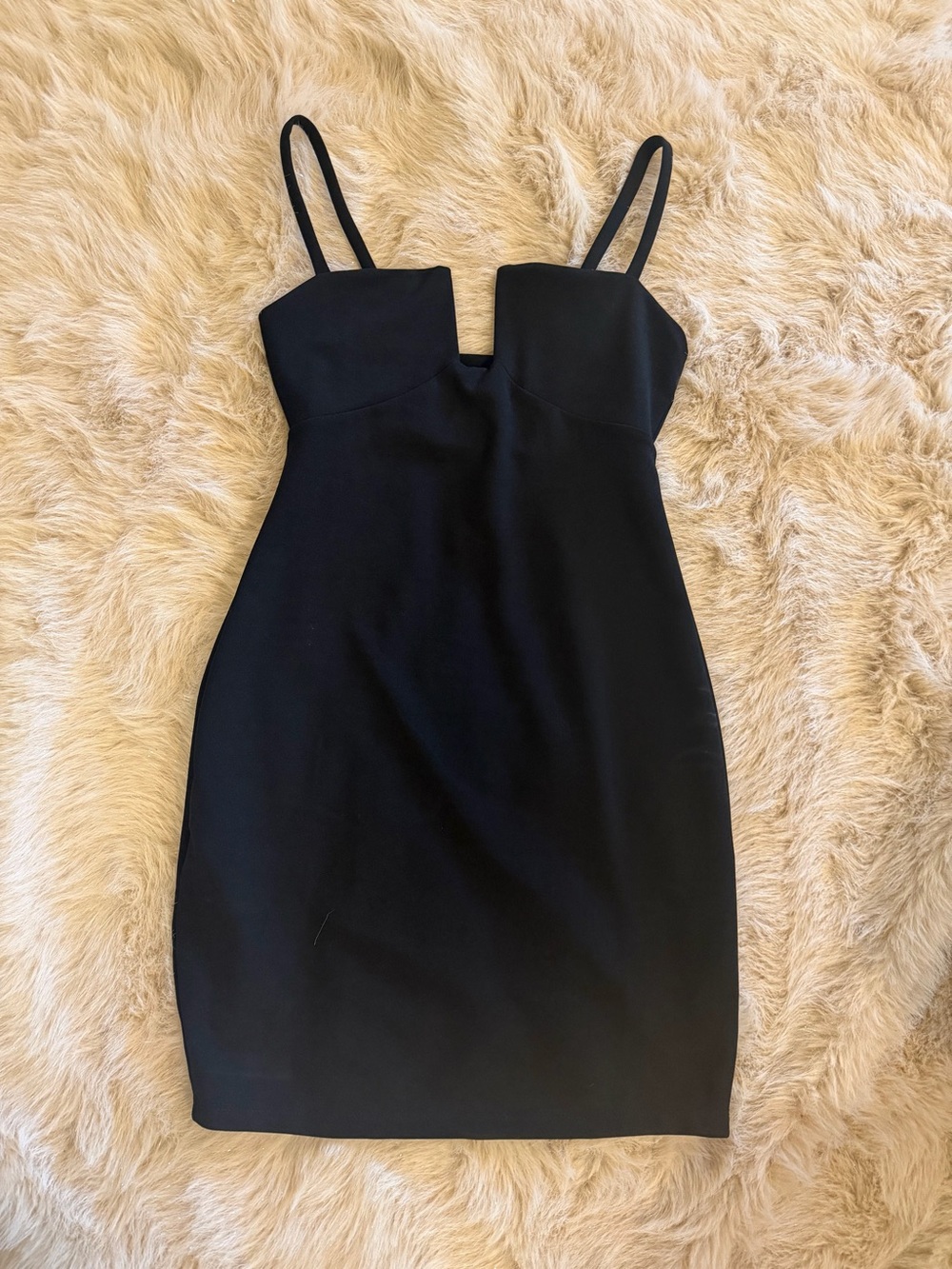 Express Black Mini Dress with Notch Square Neck